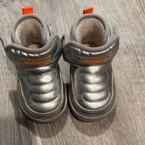 Amazon Silver Baby Walker Shoes with Orange Highlights